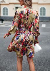 Printed Dress Autumn Elegant Long Sleeve Dress