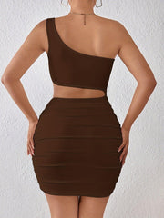Sexy Shoulder Belt Mini Dress