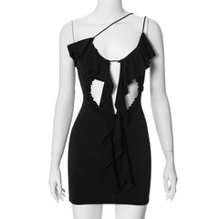 Sexy Lace Cutout High Waist Short Dress