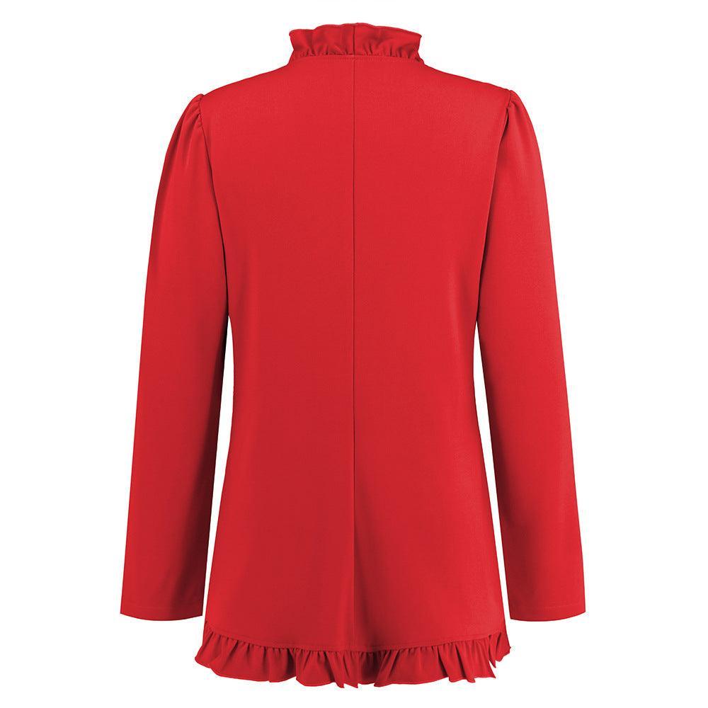 Women Ruffled Cardigan Button Long Sleeve blazer - 808Lush