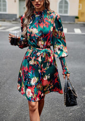 Printed Dress Autumn Elegant Long Sleeve Dress
