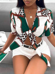 Women Shirt Bow Lace-up Sexy Shirt - 808Lush