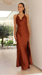 Women Summer Suspender Sexy Slit Dress Slim Fit Backless Maxi Dress