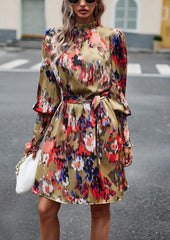 Printed Dress Autumn Elegant Long Sleeve Dress