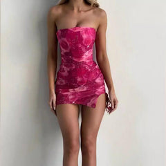 Summer Sexy Tube Top Printed Short Dress