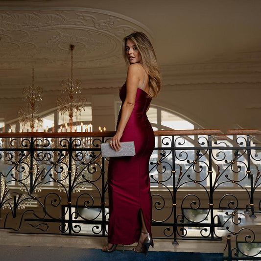 Sexy Date Night Diamond Sling Stitching Maxi Dress - 808Lush