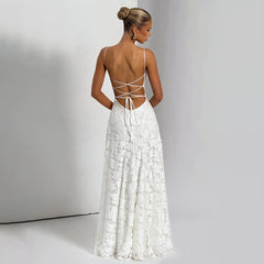 Women Sexy Strap Chiffon Elegant Backless Dress