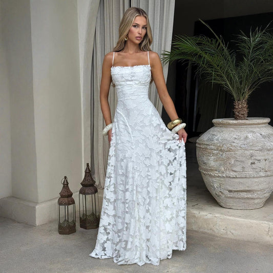 Women Sexy Strap Chiffon Elegant Backless Dress