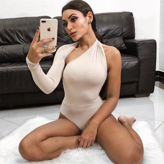 Sexy Backless Halter Long Sleeve Tight Bodysuit - 808Lush