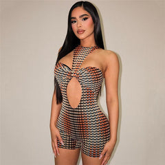 Sexy Cutout Printed Romper - 808Lush