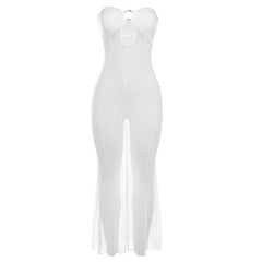 Off-Neck Cutout Sexy See through Mesh Dress - 808Lush