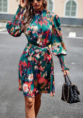 Printed Dress Autumn Elegant Long Sleeve Dress