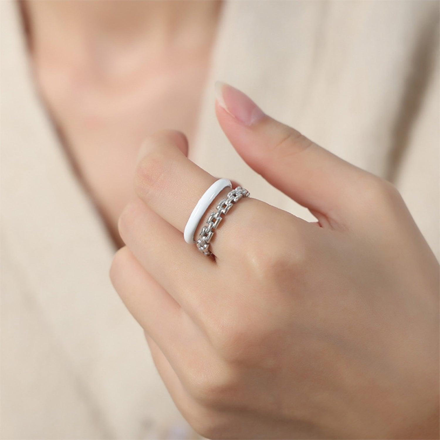 Enamel 18K Gold-Plated Open Ring - 808Lush