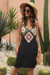 Geometric V-Neck Spaghetti Strap Cover Up