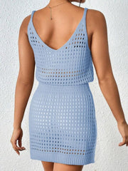 Openwork V-Neck Sleeveless Beach Cover Up