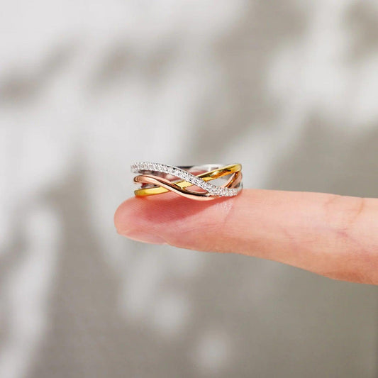 Crisscross Gold-Plated 925 Sterling Silver Ring - 808Lush