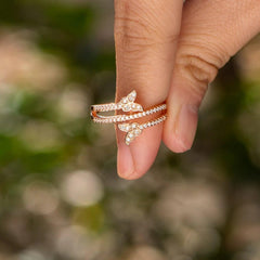 925 Sterling Silver Inlaid Zircon Butterfly Ring - 808Lush