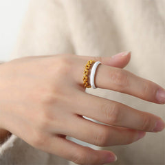 Enamel 18K Gold-Plated Open Ring - 808Lush