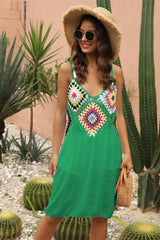 Geometric V-Neck Spaghetti Strap Cover Up