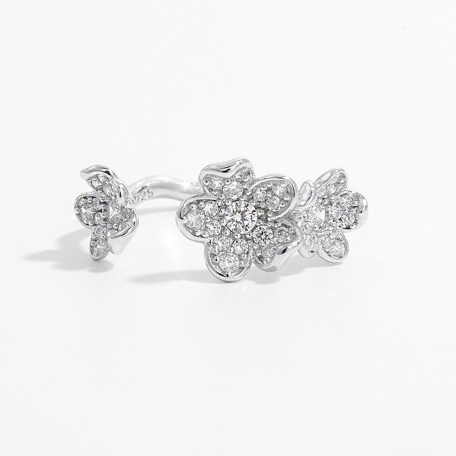 925 Sterling Silver Inlaid Zircon Open Ring - 808Lush
