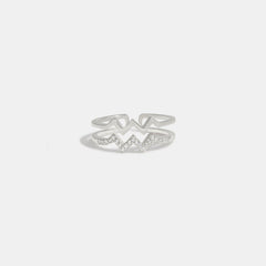 Wave Shape Inlaid Zircon Open Ring - 808Lush