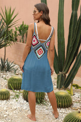 Geometric V-Neck Spaghetti Strap Cover Up
