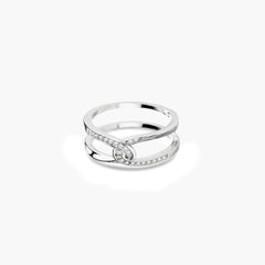 Twisted Inlaid Zircon Double-layered Ring - 808Lush