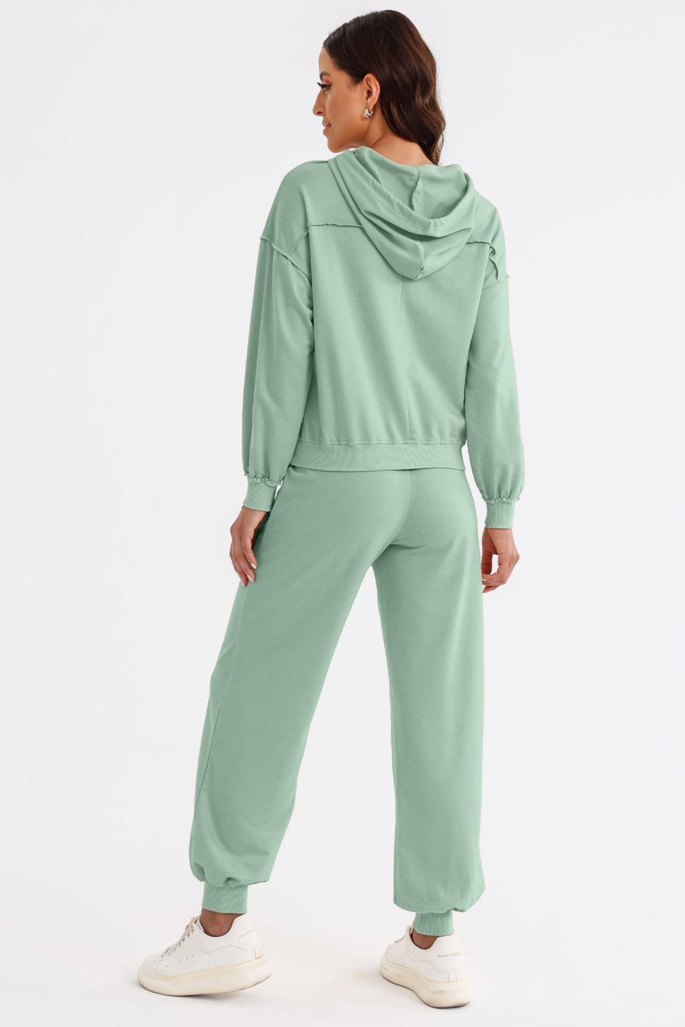 Cutout Drawstring Hoodie and Joggers Active Set - 808Lush