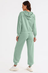 Cutout Drawstring Hoodie and Joggers Active Set - 808Lush