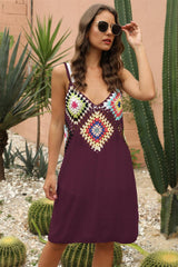 Geometric V-Neck Spaghetti Strap Cover Up