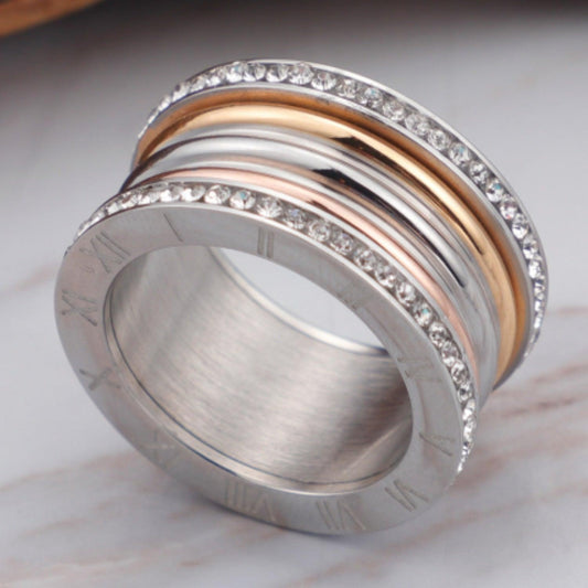 Inlaid Zircon Stainless Steel Ring - 808Lush