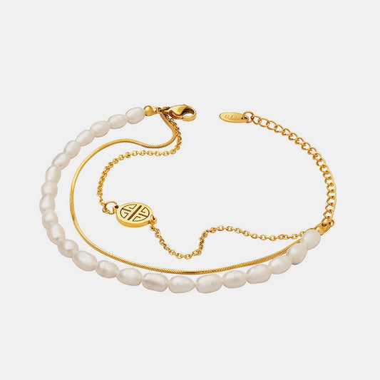 Titanium Steel Three-Layered Pearl Bracelet - 808Lush