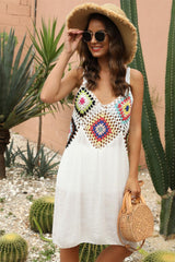 Geometric V-Neck Spaghetti Strap Cover Up