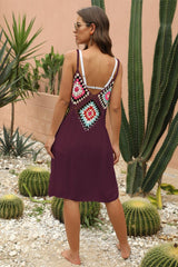 Geometric V-Neck Spaghetti Strap Cover Up