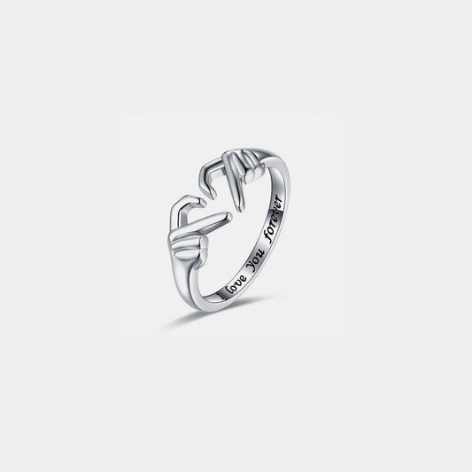 Hand Heart Shape 925 Sterling Silver Open Ring - 808Lush