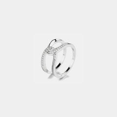 Twisted Inlaid Zircon Double-layered Ring - 808Lush