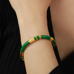 Enamel Titanium Steel Cuff Bracelet - 808Lush