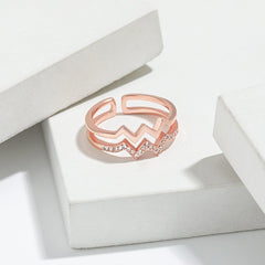 Wave Shape Inlaid Zircon Open Ring - 808Lush