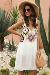 Geometric V-Neck Spaghetti Strap Cover Up