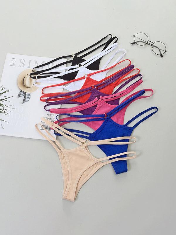Thin strap hollow triangle low waist ladies panties - 808Lush