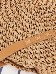 Round shoulder straw woven bag woven bag beach bag fashion women's bag straw woven bag - 808Lush