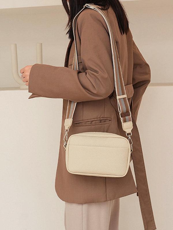 Solid color PU messenger bag women's small bag ladies shoulder bag small square bag - 808Lush