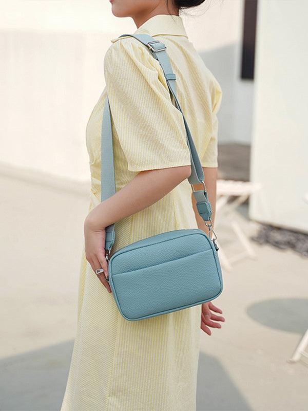 Solid color PU messenger bag women's small bag ladies shoulder bag small square bag - 808Lush