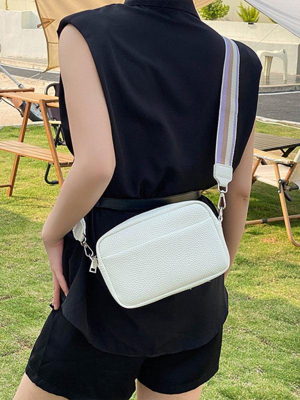 Solid color PU messenger bag women's small bag ladies shoulder bag small square bag - 808Lush