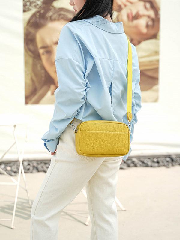 Solid color PU messenger bag women's small bag ladies shoulder bag small square bag - 808Lush