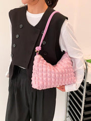 soft square underarm bag simple solid color handbag - 808Lush
