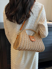 Mori Fashion Straw Contrasting Color Tote Bag - 808Lush