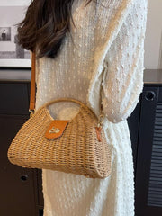 Mori Fashion Straw Contrasting Color Tote Bag - 808Lush