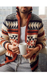 Men's Long Sleeve Lapel Outer Sweater Embroidered Stand Collar Zip Sweater - 808Lush