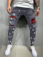 Men's Fashion Mid Waist Ripped Slim Jeans - 808Lush